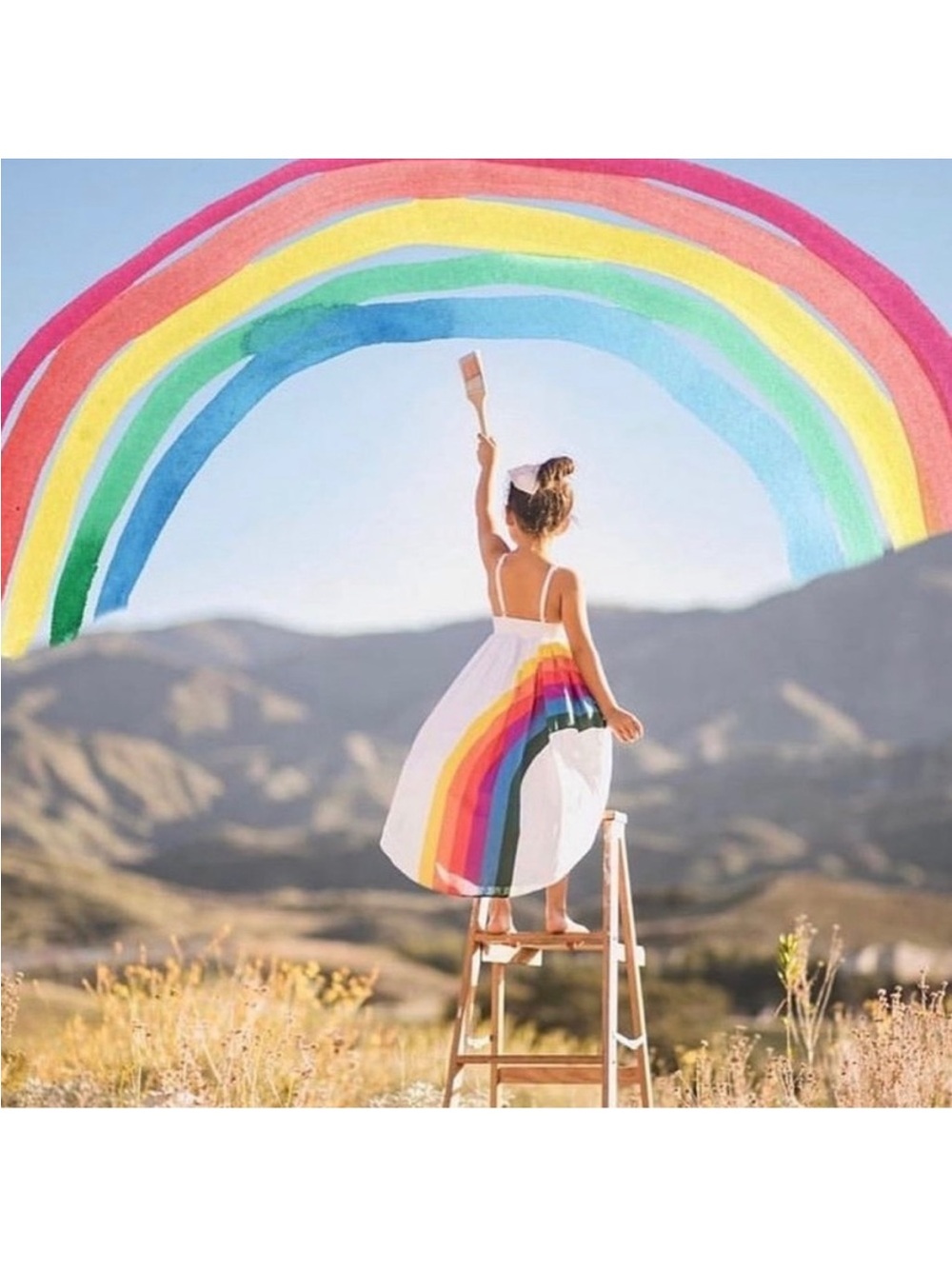 PLEIADES Girl's High Low Rainbow Dress Sz 2
